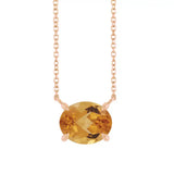 East West Oval 14K rose gold Necklace in Citrine variant--14K-rose-gold variant--Citrine