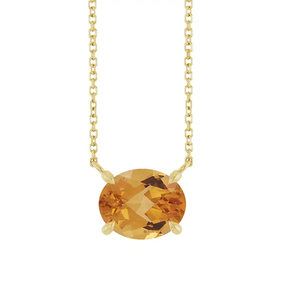 East West Oval 14K yellow gold Necklace in Citrine variant--14K-yellow-gold variant--Citrine