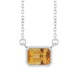 East West Emerald-Cut white gold Necklace in Citrine  variant--14K-white-gold variant--Citrine
