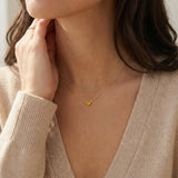 14K gold citrine necklace shown on model variant--14K-rose-gold,  variant--14K-yellow-gold,  variant--14K-white-gold, variant--Sterling-silver, variant--Citrine