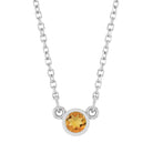 Bezel-set citrine birthstone necklace in sterling silver, product view