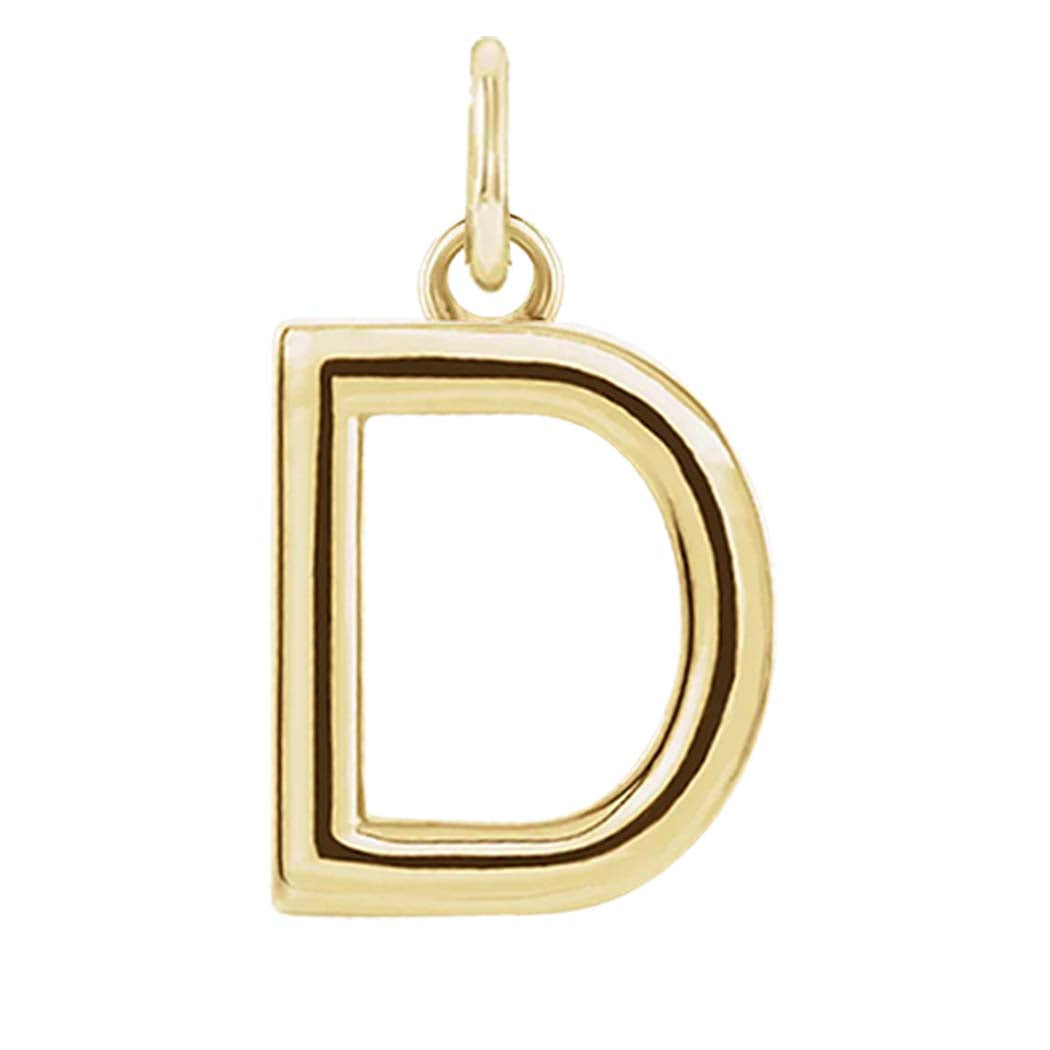 Modern initial charm letter D in 14K yellow gold variant--D variant--14K-yellow-gold