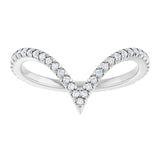 White gold V shaped diamond contour ring modern wedding band white gold variant--14K-white-gold