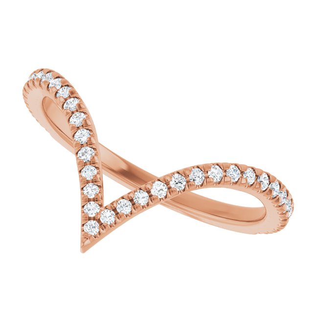 14K rose gold deep V contour diamond ring bridal stacking band rose gold variant--14K-rose-gold