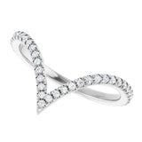 14K white gold deep V stackable diamond wedding band white gold variant--14K-white-gold