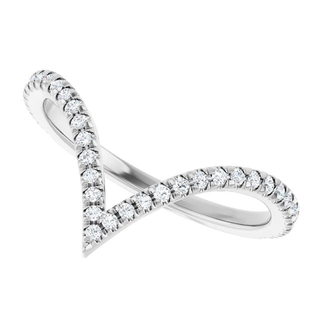 14K white gold deep V stackable diamond wedding band white gold variant--14K-white-gold