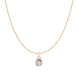 Diamond birthstone charm necklace in 14K rose gold, bezel-set pendant, product shot variant--14K-rose-gold variant--Diamond
