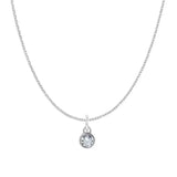 Natural diamond birthstone charm necklace in 14K white gold, bezel-set pendant on cable chain, product shot variant--14K-white-gold variant--Diamond