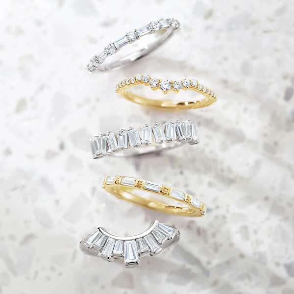 Editorial Shots of Diamond Bands Stacked