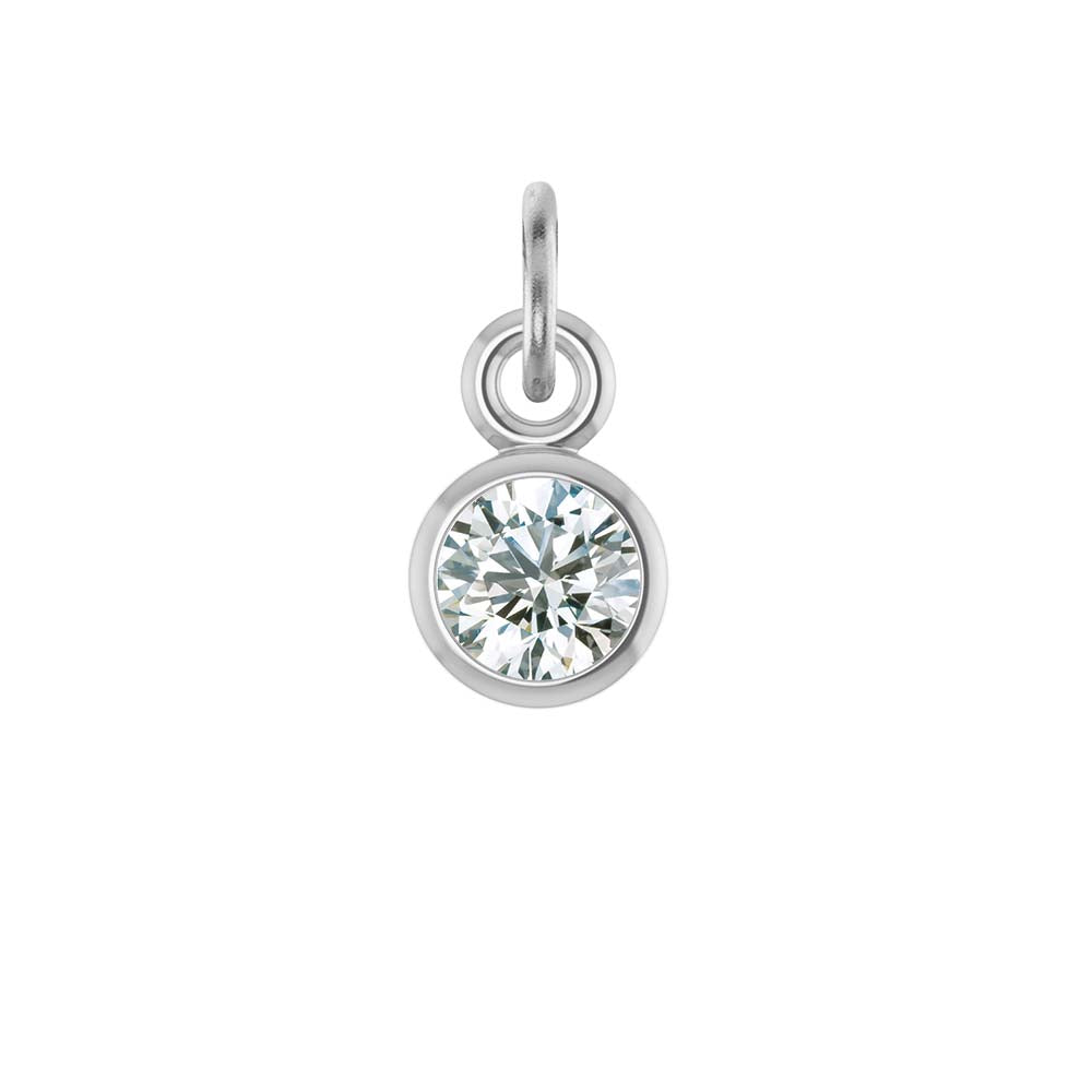 Diamond birthstone charm bezel-set in 14k white gold — classic sparkling April jewelry variant--Diamond variant--14K-white-gold