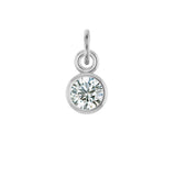 Diamond birthstone charm bezel-set in 14k white gold — classic sparkling April jewelry variant--Diamond variant--14K-white-gold