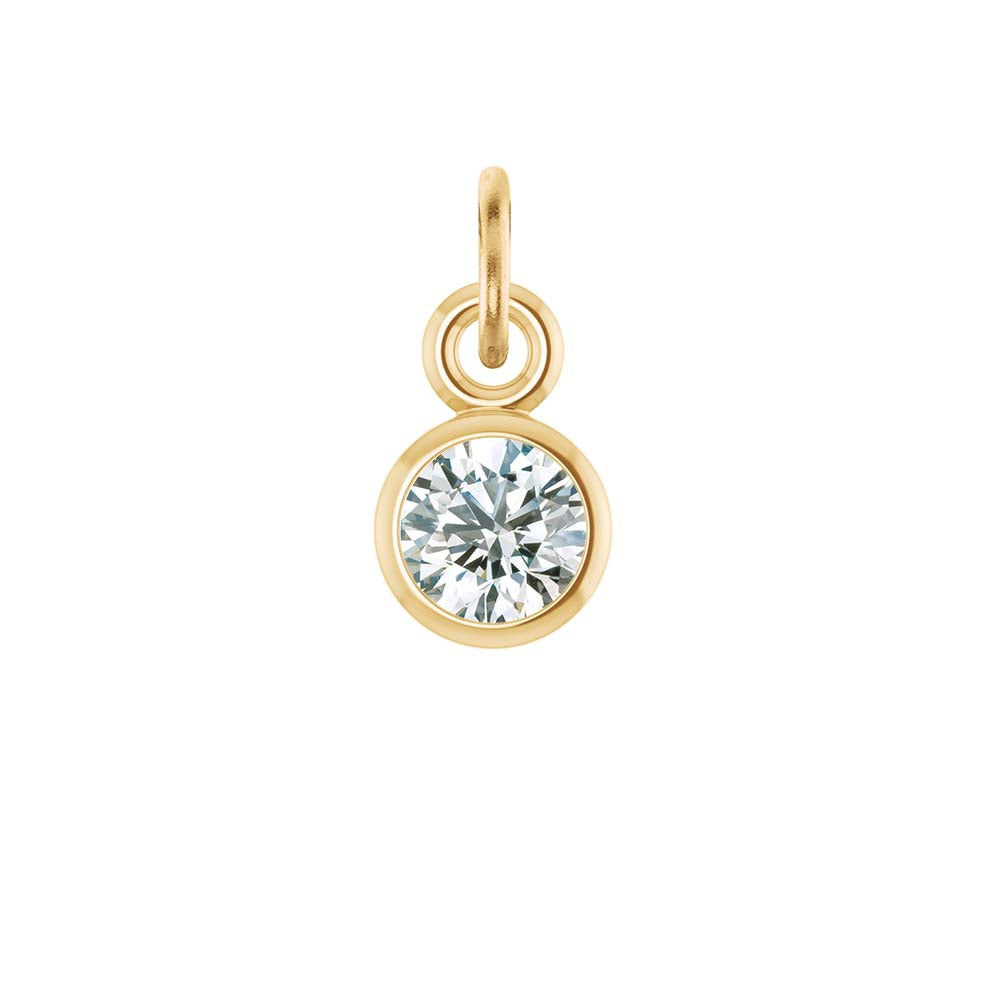 Diamond birthstone charm in 14k yellow gold — timeless sparkle for layering or gifting.