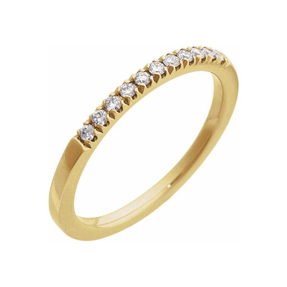 Slim 14K yellow gold ring with bezel-set lab-created diamond, perfect for layering. variant--14K-yellow-gold