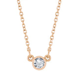Bezel-set white sapphire birthstone necklace in 14K rose gold, product view variant--14K-rose-gold variant--White-Sapphire