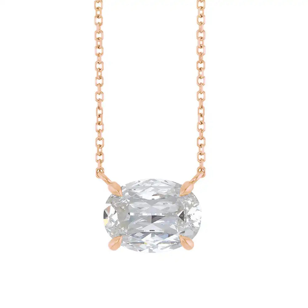 East West Oval 14K rose gold Necklace in White Sapphire variant--14K-rose-gold variant--White-Sapphire