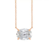 East West Oval 14K rose gold Necklace in White Sapphire variant--14K-rose-gold variant--White-Sapphire