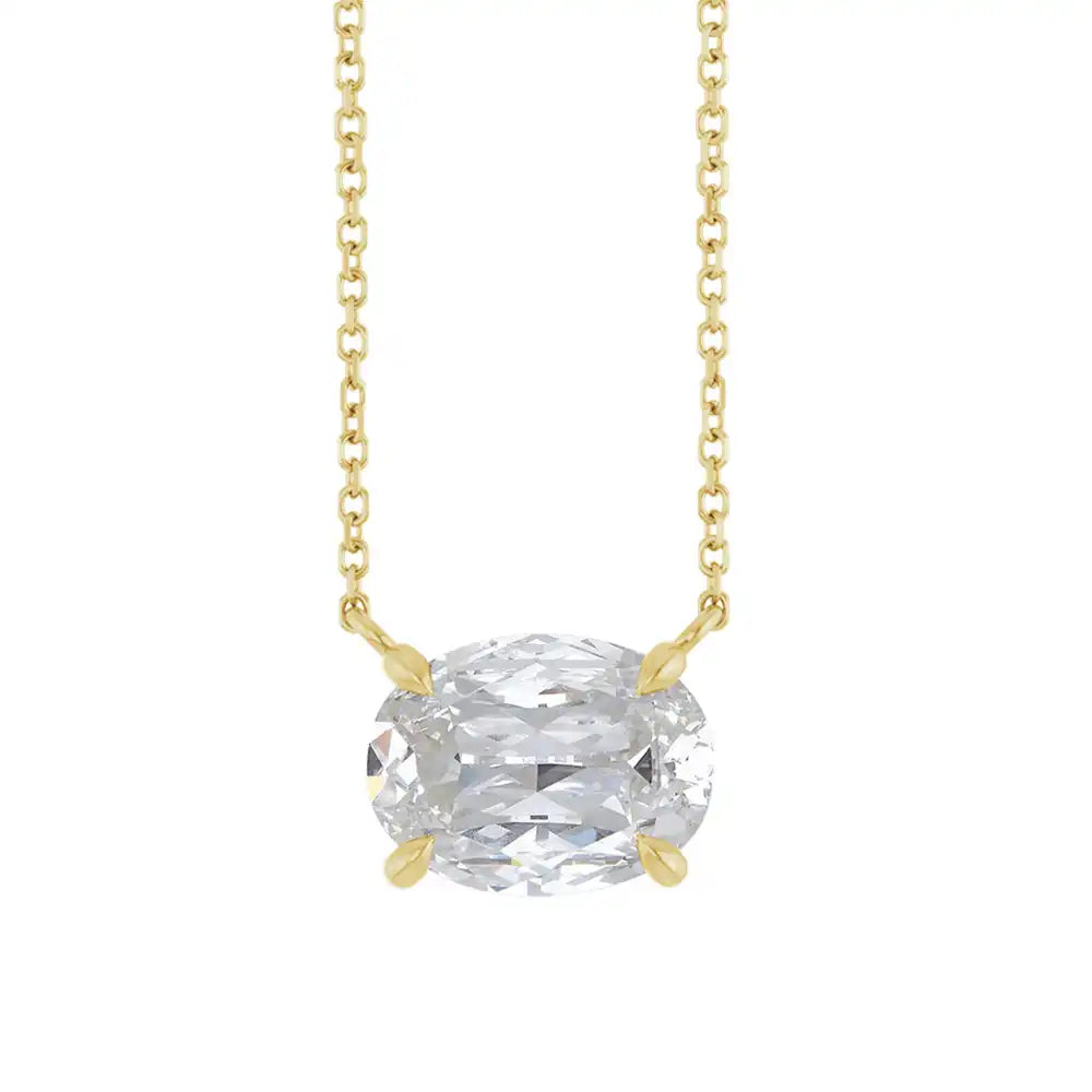 East West Oval 14K yellow gold Necklace in White Sapphire variant--14K-yellow-gold variant--White-Sapphire