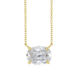 East West Oval 14K yellow gold Necklace in White Sapphire variant--14K-yellow-gold variant--White-Sapphire