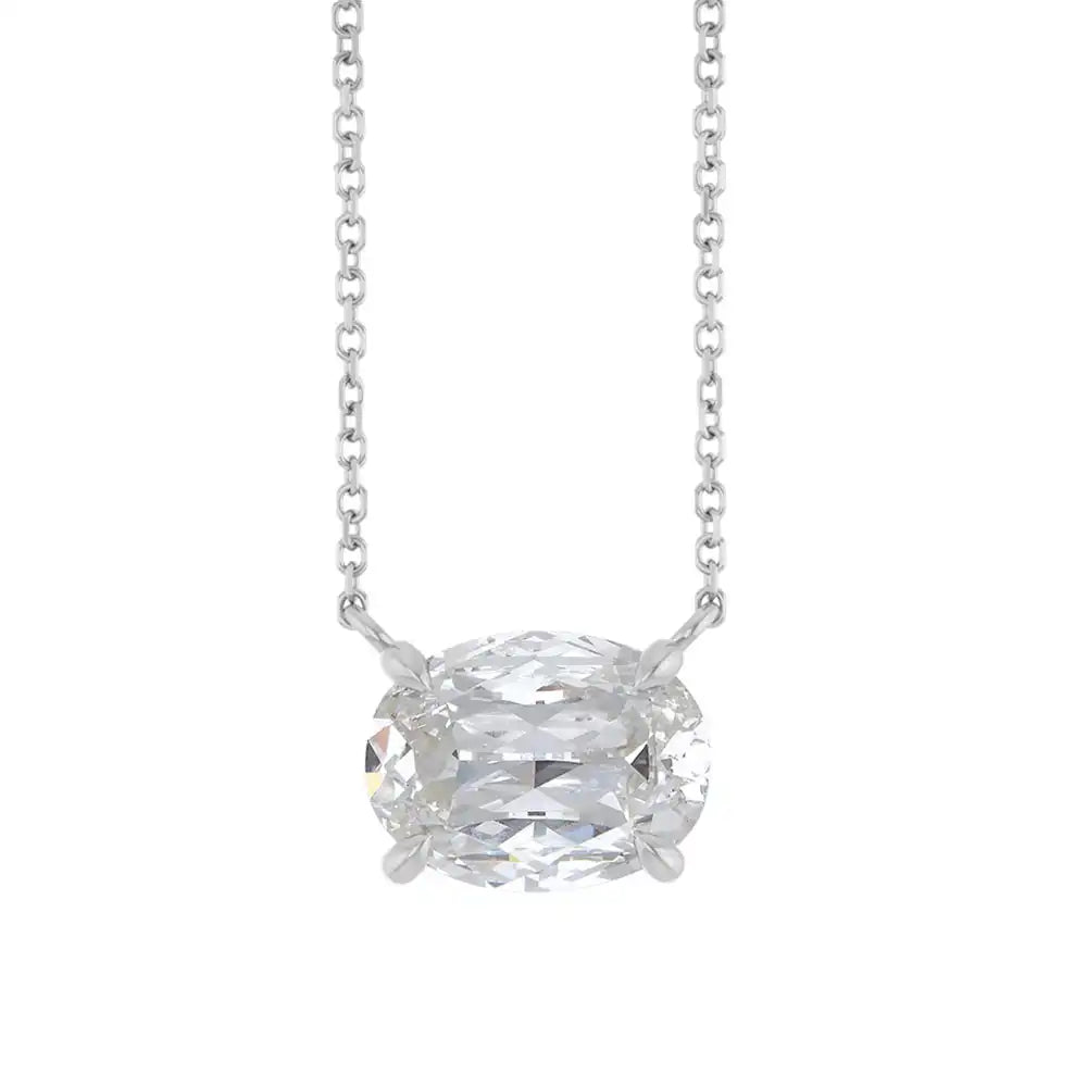 white sapphire gemstone set sideways in silver necklace variant--Sterling-silver variant--White-Sapphire