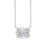 white sapphire gemstone set sideways in silver necklace variant--Sterling-silver variant--White-Sapphire