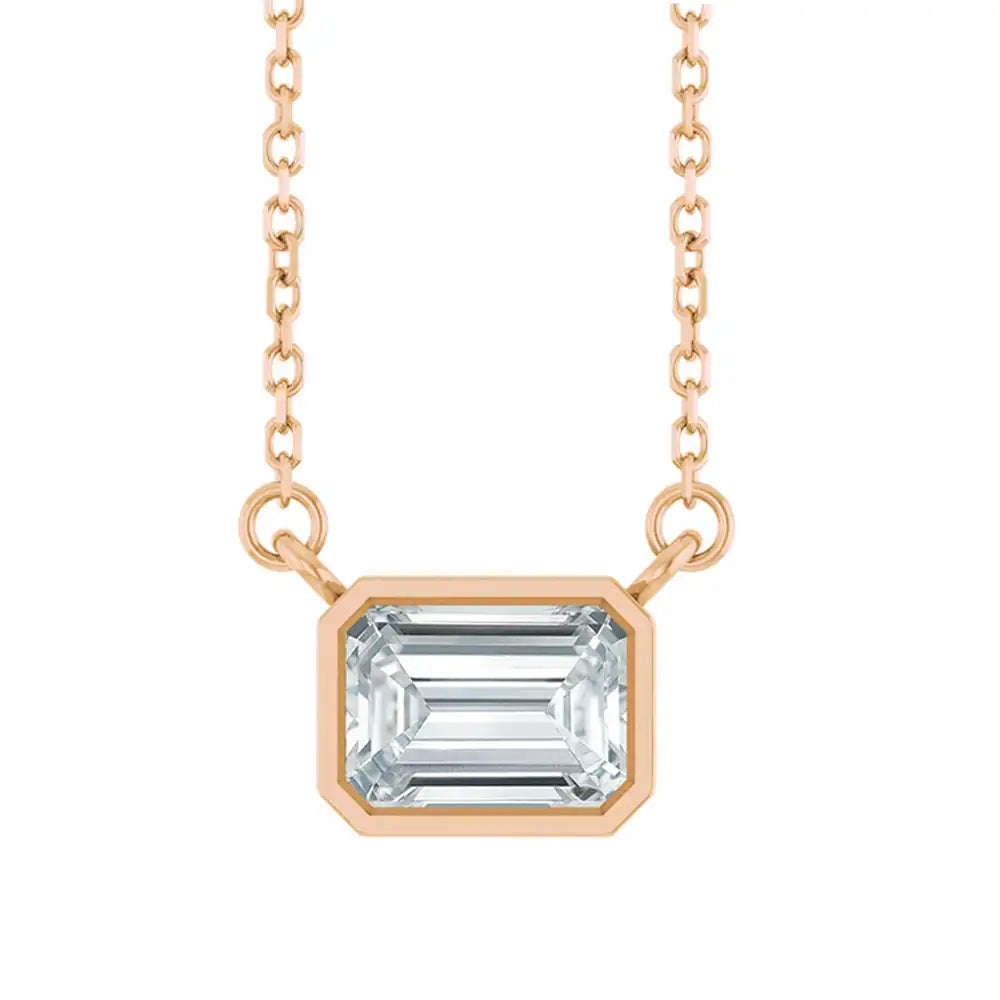 East West Emerald-Cut 14K rose gold Necklace in Diamond variant--14K-rose-gold variant--Diamond