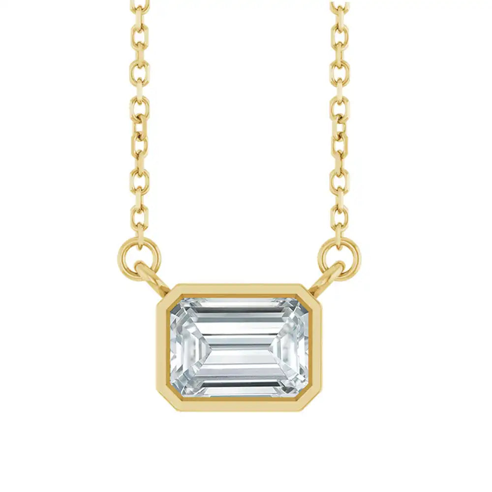 East West Emerald-Cut 14K yellow gold Necklace in Diamond variant--14K-yellow-gold variant--Diamond