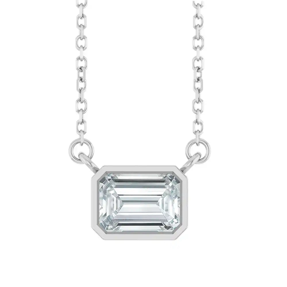 East West Emerald-Cut Sterling silver Necklace in Diamond variant--Sterling-silver variant--Diamond
