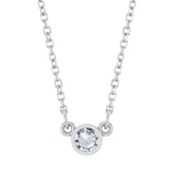 Bezel-set white sapphire birthstone necklace in sterling silver, product view variant--Sterling-silver variant--White-Sapphire