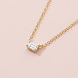 Emerald-cut white sapphire necklace on 18-inch gold chain variant-14K-yellow-gold variant-14K-white-gold variant-14K-rose-gold variant-Sterling-silver