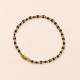 Black Enamel Gold-fill Bracelet, oval gold-fill links with black enamel dots
