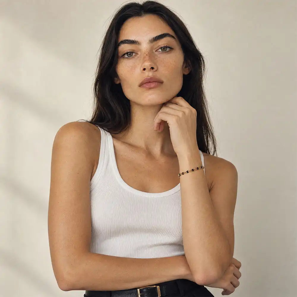 Black Enamel Gold-fill Bracelet