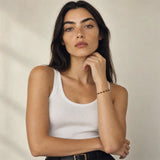 Black Enamel Gold-fill Bracelet worn on a model, second view