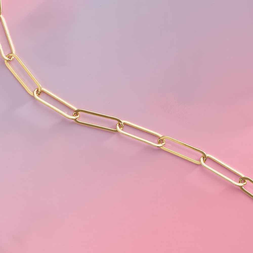 Large paper-clip chain in 14K gold-fill, 16-inch necklace, editorial styling
