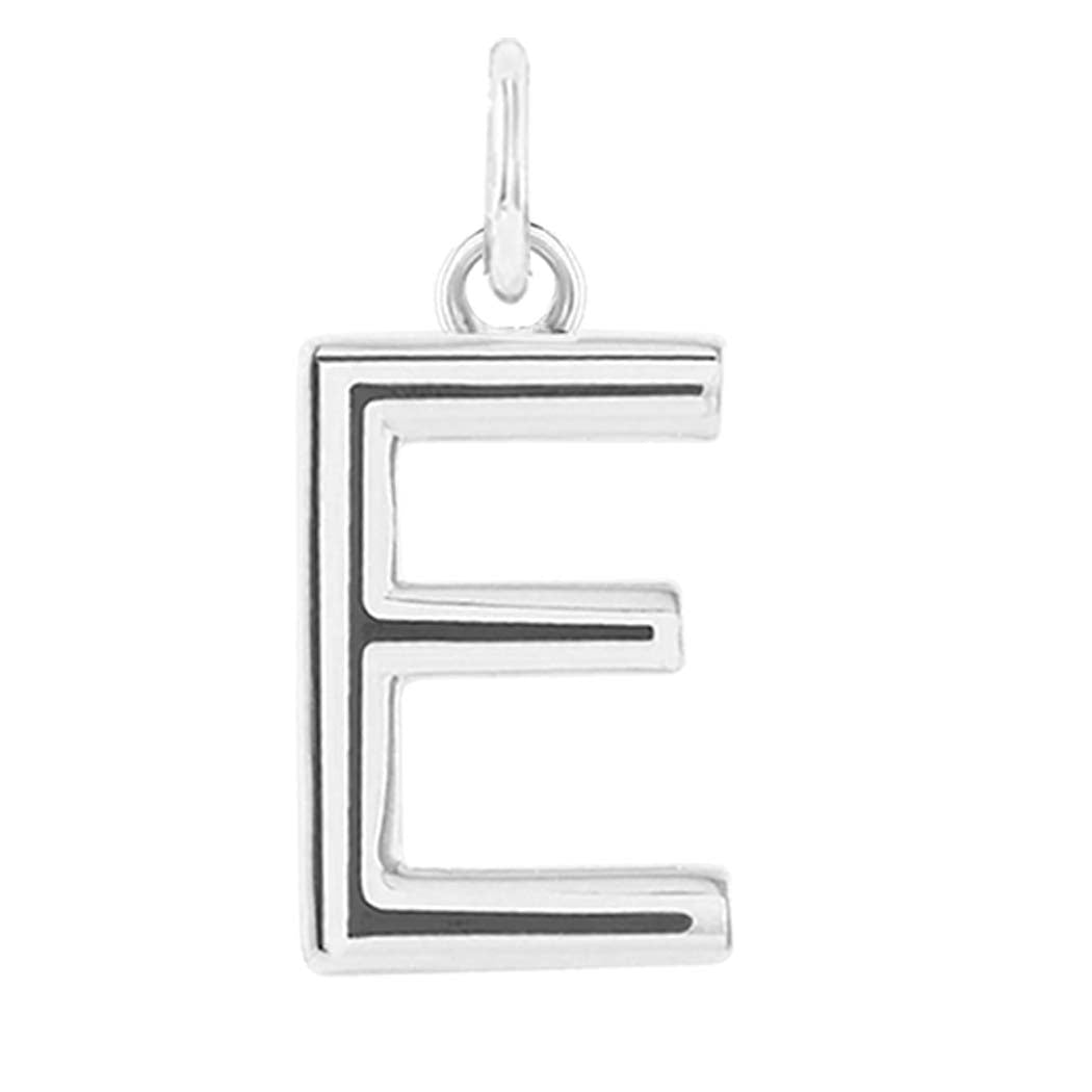 Modern initial charm letter E in 14K white gold variant--E variant--Sterling-silver variant--14K-white-gold