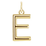 Modern initial charm letter E in 14K yellow gold variant--E variant--14K-yellow-gold