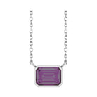 East West Emerald-Cut Sterling silver Necklace in Alexandrite-Lab