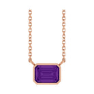 East West Emerald-Cut 14K rose gold Necklace in Amethyst