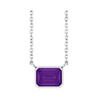 East West Emerald-Cut Sterling silver Necklace in Amethyst