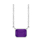 East West Emerald-Cut Sterling silver Necklace in Amethyst