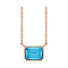 East West Emerald-Cut 14K rose gold Necklace in Aquamarine