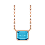 East West Emerald-Cut 14K rose gold Necklace in Aquamarine variant--14K-rose-gold