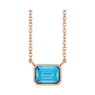 East West Emerald-Cut 14K rose gold Necklace in Aquamarine