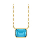 East West Emerald-Cut 14K yellow gold Necklace in Aquamarine