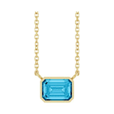 East West Emerald-Cut 14K yellow gold Necklace in Aquamarine variant--14K-yellow-gold