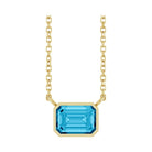 East West Emerald-Cut 14K yellow gold Necklace in Aquamarine