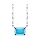East West Emerald-Cut Sterling silver Necklace in Aquamarine
