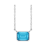 East West Emerald-Cut Sterling silver Necklace in Aquamarine variant--Sterling-silver variant--14K-white-gold