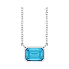East West Emerald-Cut Sterling silver Necklace in Aquamarine