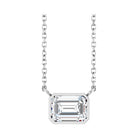East West Emerald-Cut Sterling silver Necklace in Diamond-Lab
