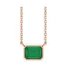 East West Emerald-Cut 14K rose gold Necklace in Emerald-Lab